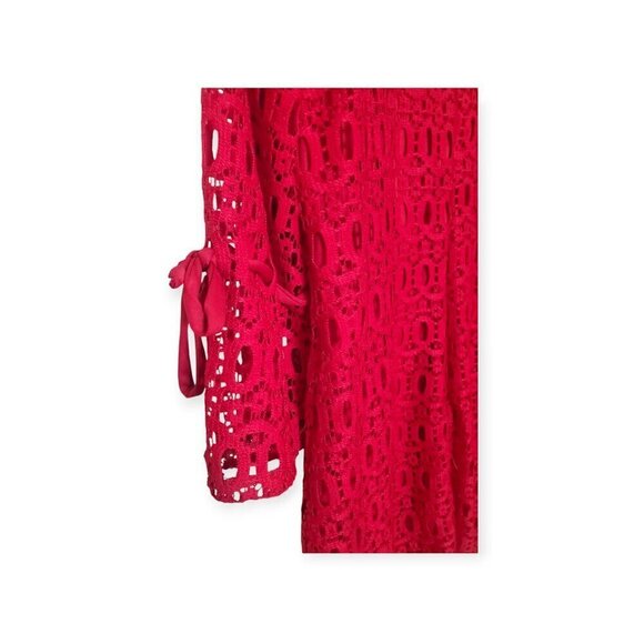 Karin Stevens Red Lace Crochet Dress Size 14 - Picture 7 of 15